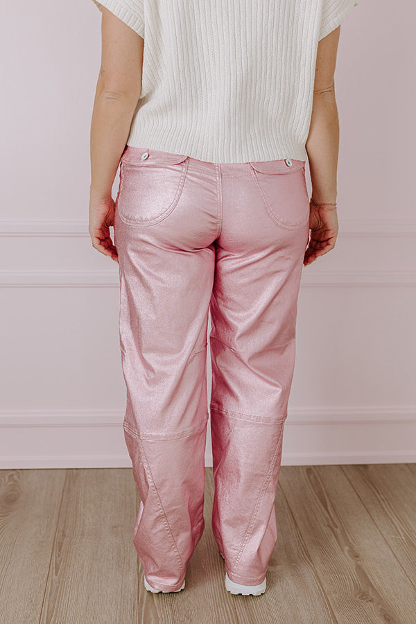 The Raleigh High Waist Metallic Pants In Pink Image - 3