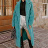 Plush Please Sherpa Coat In Turquoise Image - 1