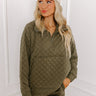 Paris Mornings Quilted Sweater In Dark Sage Image - 1