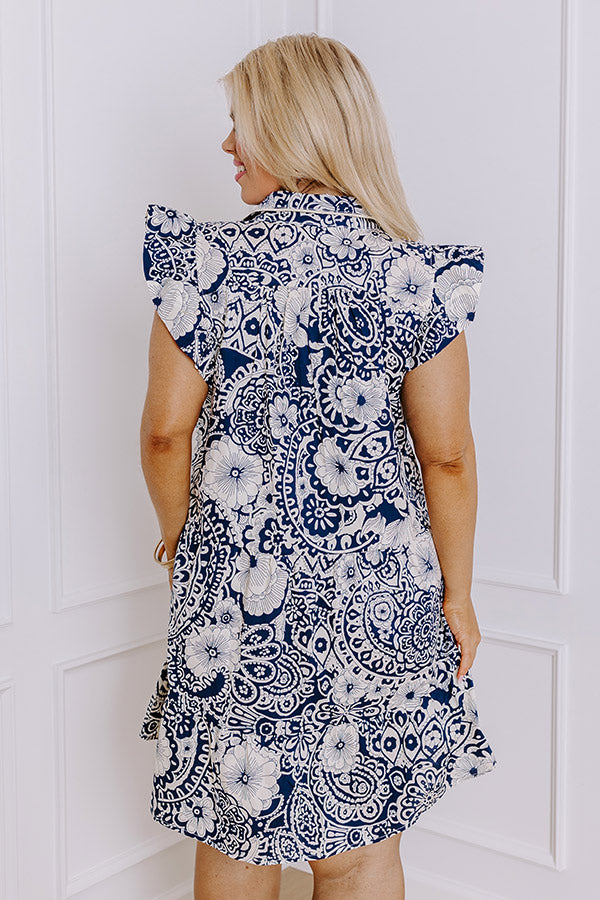 Hello Lovely Floral Dress In Navy Curves Image - 3
