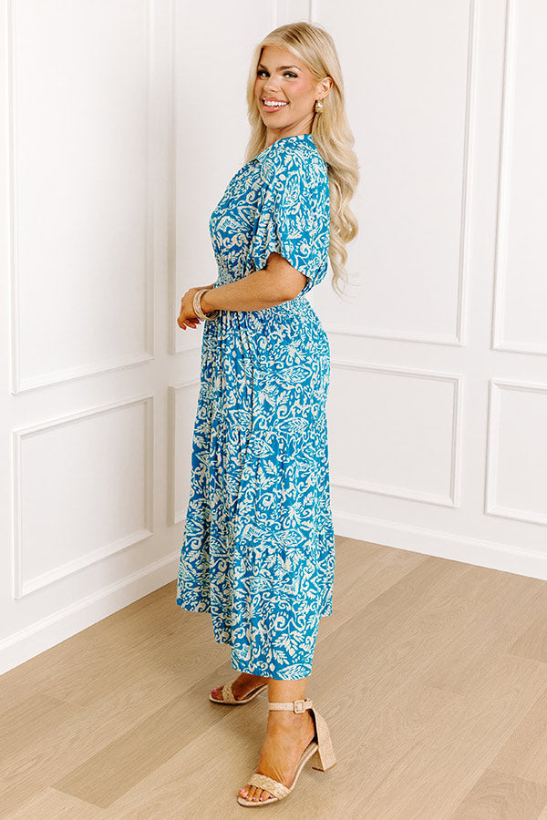 Resort Getaway Floral Midi in Ocean Blue Curves • Impressions Online ...