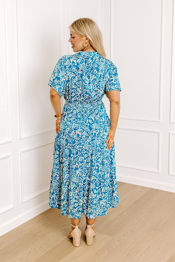 Resort Getaway Floral Midi in Ocean Blue Curves • Impressions Online ...