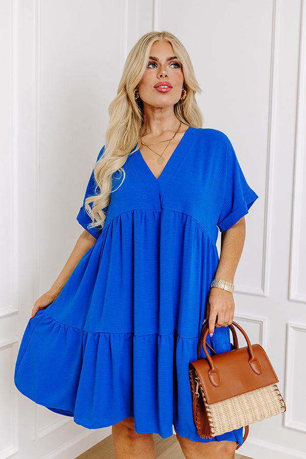 Cool Cruise Shift Dress in Royal Blue Curves