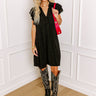 Newsworthy Style Linen-Blend Babydoll Dress In Black Image - 1