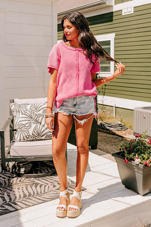 Visions Of You Waffle Knit Top In Pink Image - 1