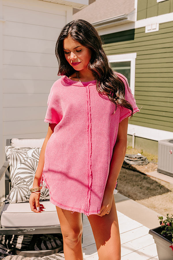 Visions Of You Waffle Knit Top In Pink Image - 2