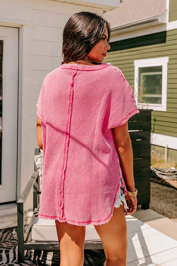 Visions Of You Waffle Knit Top In Pink Image - 3