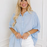 Casually Chic Stripe Button Up In Sky Blue Curves Image - 1
