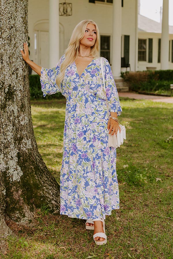 Blossom Breeze Floral Maxi In Periwinkle Curves