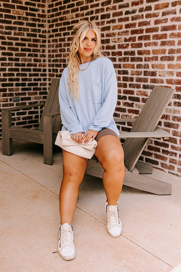 Casual Outing Ribbed Top in Sky Blue