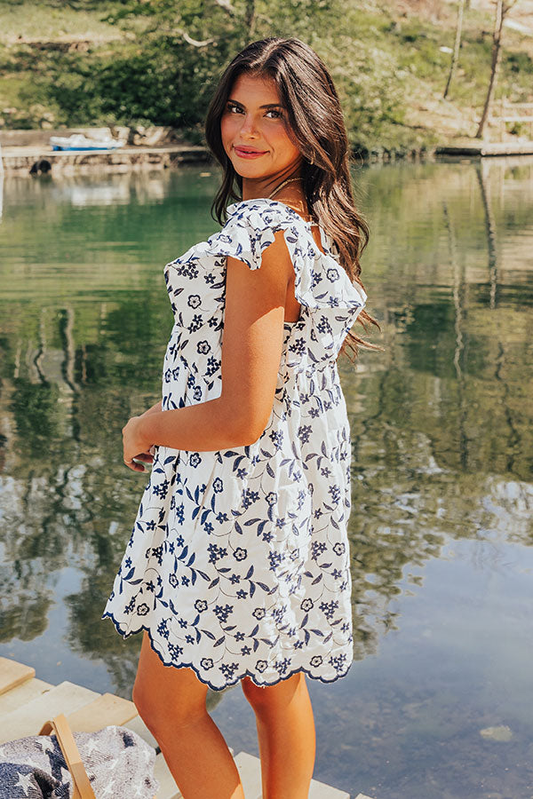 Ready For Vacay Embroidered Babydoll Dress in Navy • Impressions Online ...