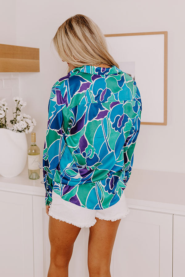 Capri Waters Satin Button Up Image - 4