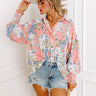 Private Jet Perfection Floral Button Up Top in Pink Image - 1