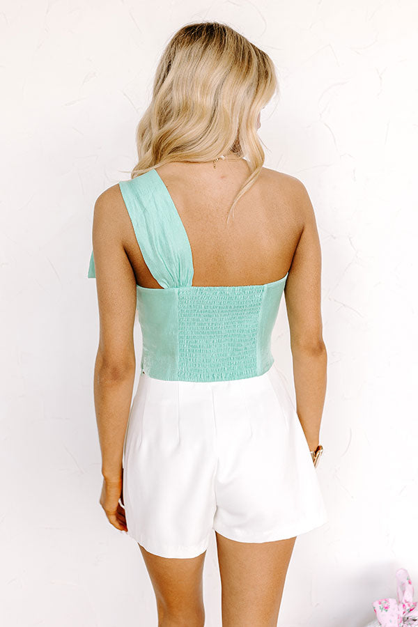 Viva La Travel One Shoulder Top in Mint Image - 4