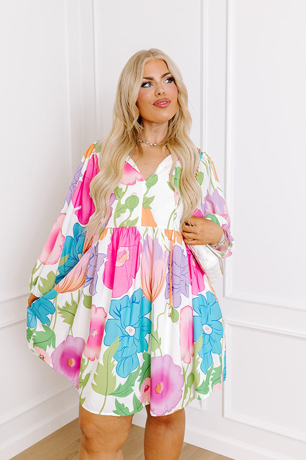 Floral Embrace Mini Dress in White Curves Image - 1