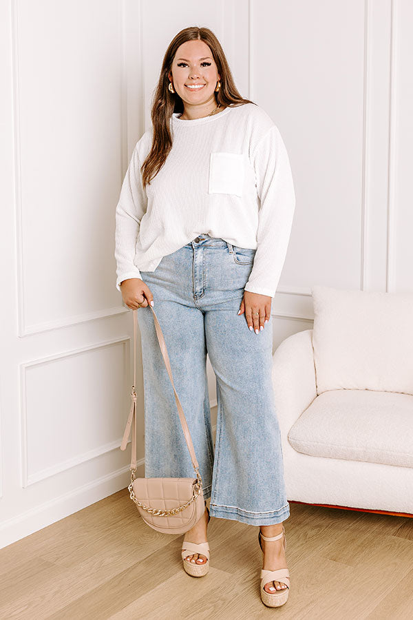 Casual Outing Ribbed Top In White Curves – Impressions Online Boutique