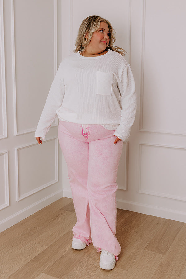 Casual Outing Ribbed Top In White Curves – Impressions Online Boutique