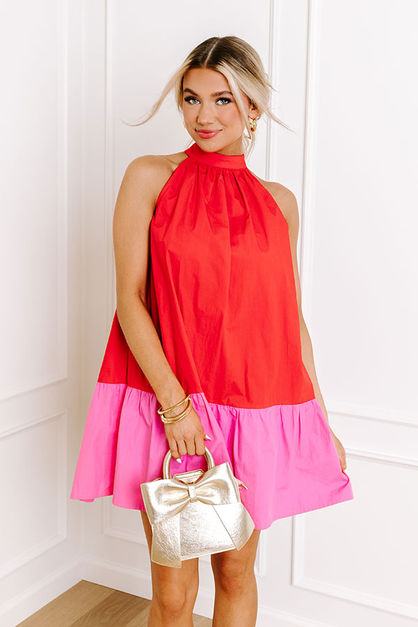 Springtime Cocktails Color Block Dress in Red Image - 2