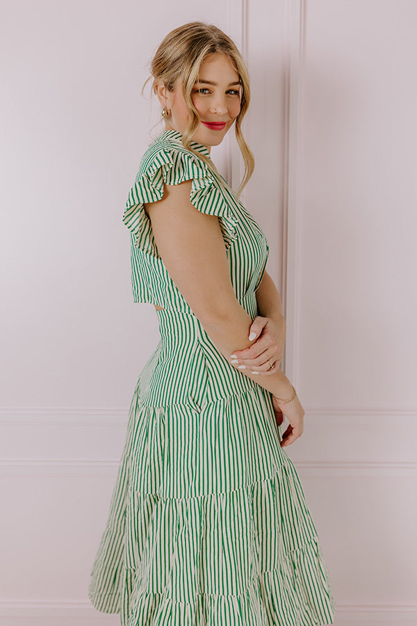 Bayside Brunch Stripe Midi in Emerald Image - 4