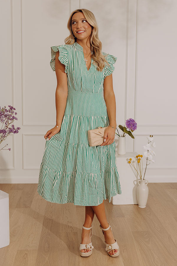 Bayside Brunch Stripe Midi in Emerald Image - 1