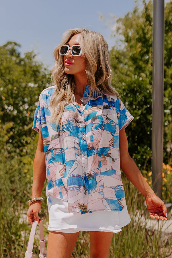Retreat Yourself Button Up in Ocean Blue Image - 1