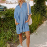 Call Me Cutie Chambray Tunic Dress in Medium Wash Image - 1