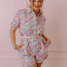 Sunny With A Chance of Blooms Denim Romper in Pink Image - 1
