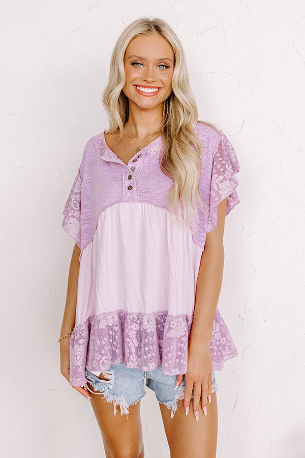 Lavender Shirred Babydoll Top main image 1