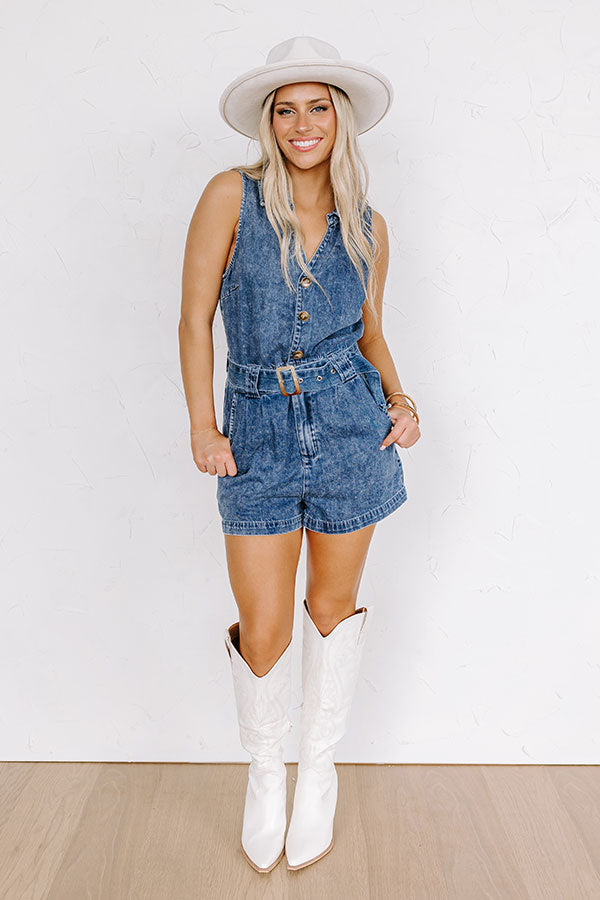 Boho Brunch Denim Romper in Dark Wash Image - 2