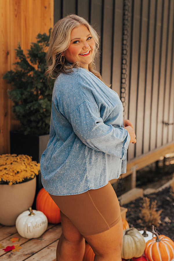 Casual Brunch Mineral Wash Shift Top Curves Image - 3