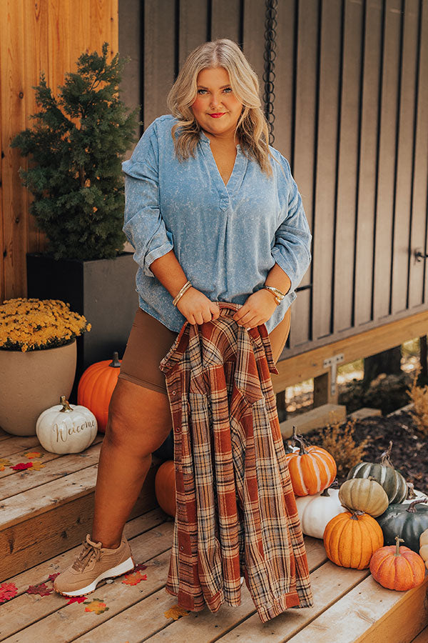 Casual Brunch Mineral Wash Shift Top Curves Image - 2