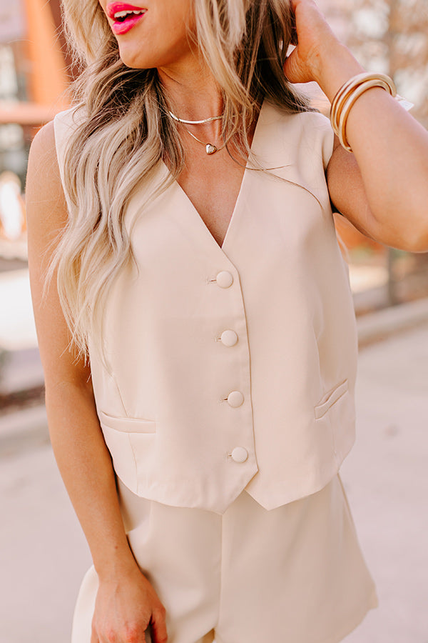 Girl Boss Crop Vest in Champagne Image - 2