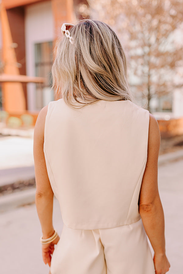 Girl Boss Crop Vest in Champagne Image - 3
