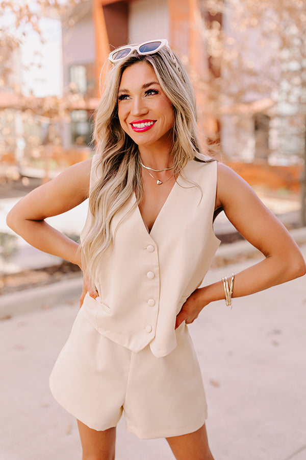 Girl Boss Crop Vest in Champagne Image - 1