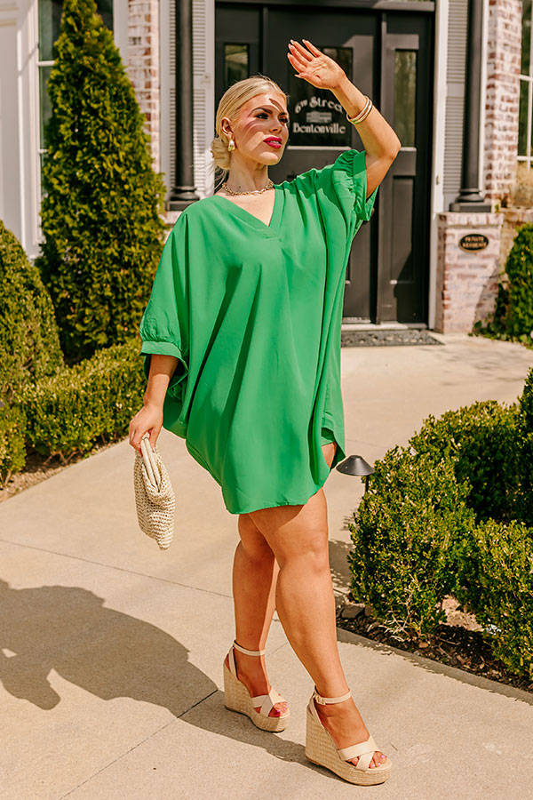 Take The Train Shift Dress In Kelly Green Curves