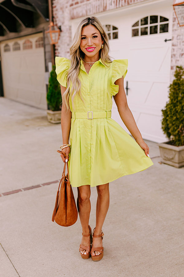 Take A Chance Ruffle Mini Dress in Lime Punch Image - 5