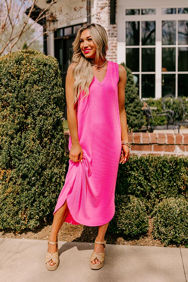 Boardwalk Cutie Ribbed Midi in Bubblegum Pink Image - 2