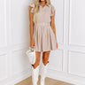 Take A Chance Ruffle Mini Dress in Warm Taupe Image - 1