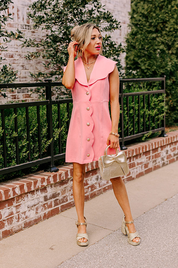 Pep In Your Step Scalloped Mini Dress in Peach