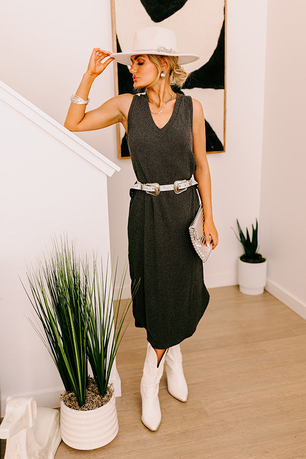 Boardwalk Cutie Ribbed Midi in Vintage Black Image - 1