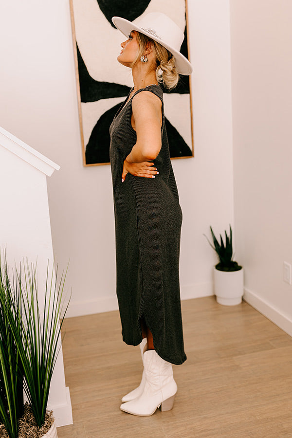 Boardwalk Cutie Ribbed Midi in Vintage Black Image - 5