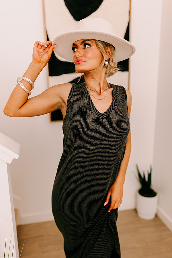 Boardwalk Cutie Ribbed Midi in Vintage Black Image - 2