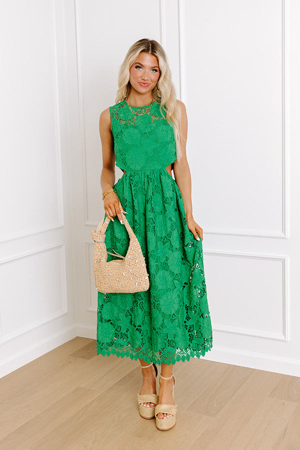 Enchanting Elegance Lace Cut Out Midi in Green