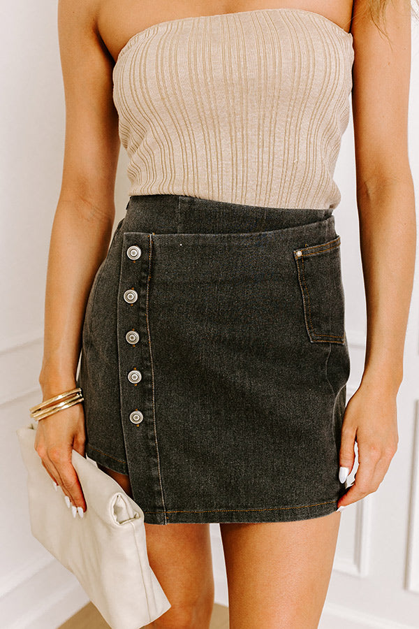 The Tilly Denim Mini Skirt in Vintage Black