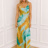 Electric Elegance Satin Maxi Dress Image - 1