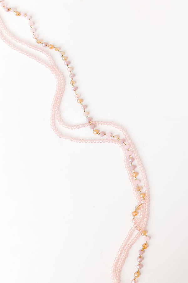 Summer Mirage Layered Necklace in Pink