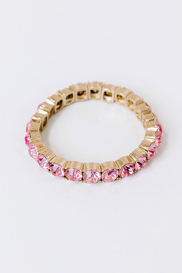 All The Sparkles Stretch Bracelet in Pink