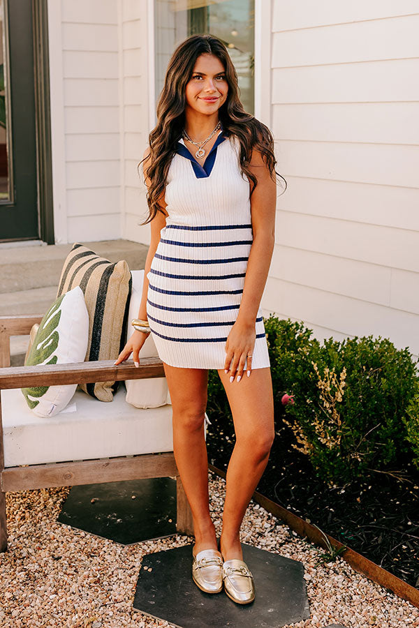 Sail With Me Ribbed Mini Dress in Navy