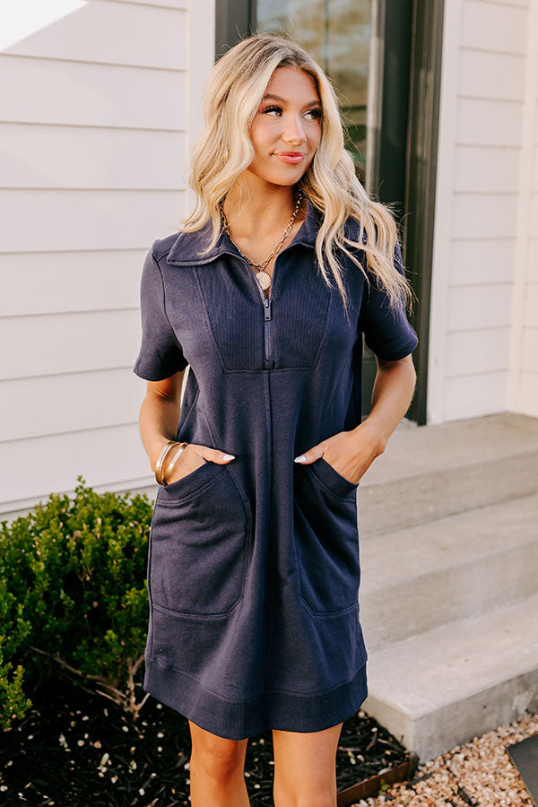 Casual Outing Mini Dress in Navy
