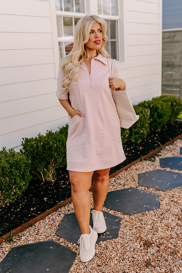 Casual Outing Mini Dress in Blush Curves